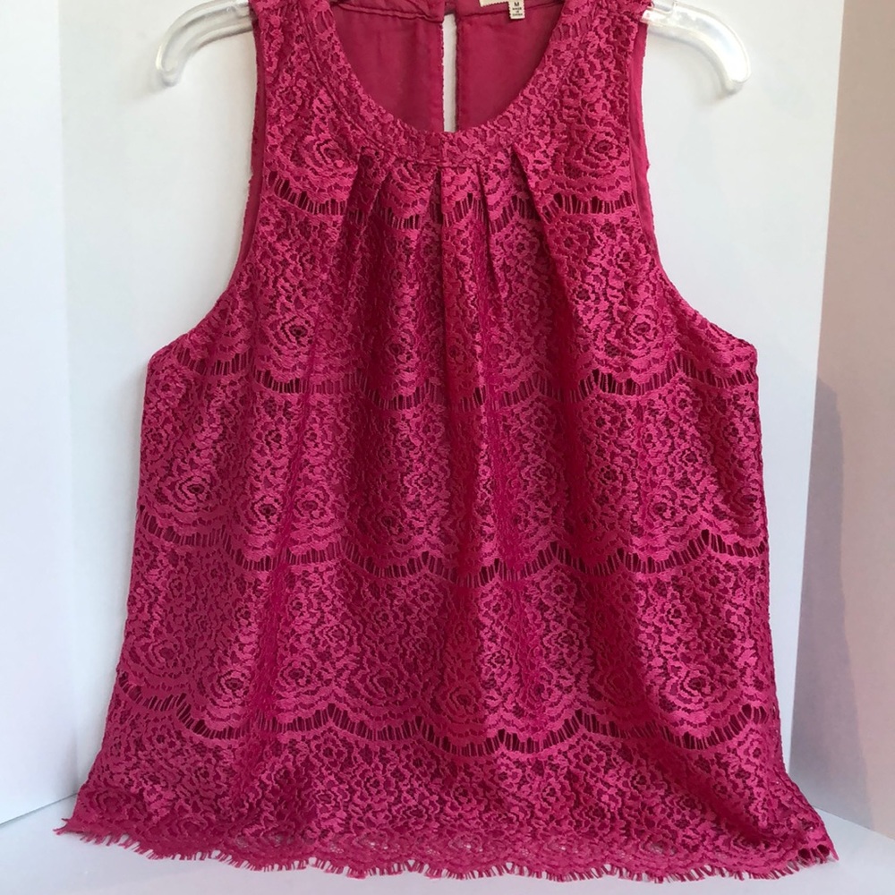 Bleuh ciel lace swing pleated neck tank size Medium
